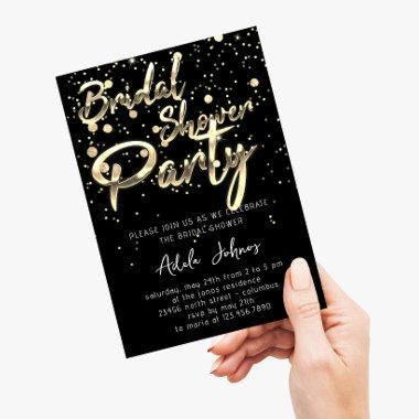 Instant Download Bridal Shower Party Black Gold Invitations