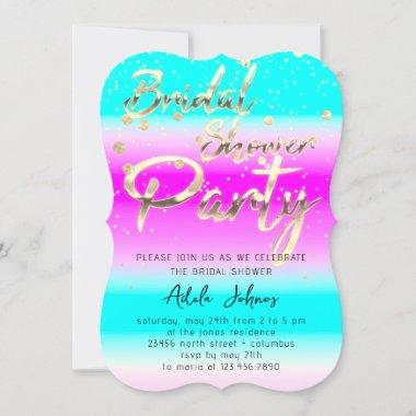 Instant Download Bridal Shower Party Gold Pink Invitations