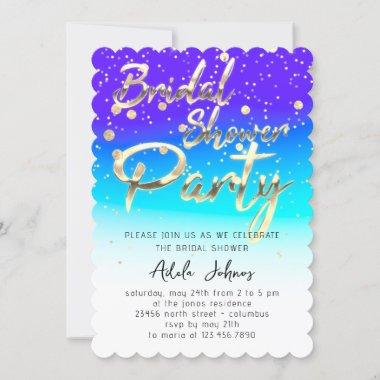 Instant Download Bridal Shower Party Golden Script Invitations