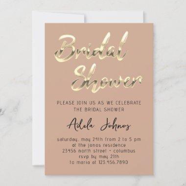 Instant Download Bridal Shower Party Powder Gold Invitations