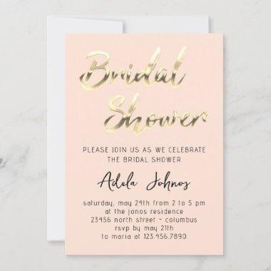 Instant Download Bridal Shower Rose Gold Script Invitations