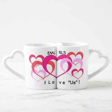 Interlocking Hearts (Personalized) Coffee Mug Set