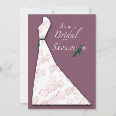 Invitations Bridal Shower Dress Silhouette Plum
