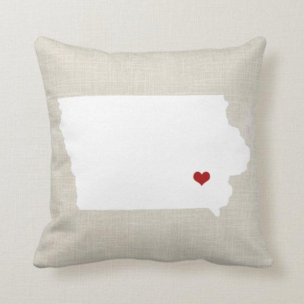 Iowa State Pillow Faux Linen Personalized