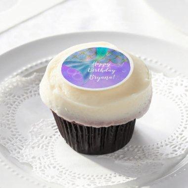 Iridescent Pearl Shimmer Mermaid Birthday Party Edible Frosting Rounds