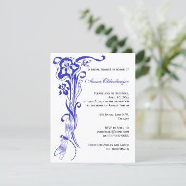 Iris & Dragonfly Royal Blue Bridal Shower Invitations
