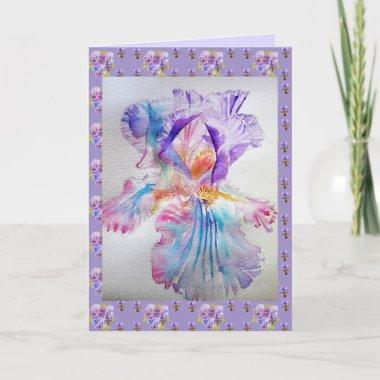 Iris flower Watercolor art floral Birthday Invitations