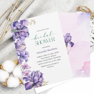 IRIS FLOWER Watercolor bridal shower Invitations