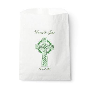 Irish Green Celtic Cross Elegant Religious Hershe Favor Bag