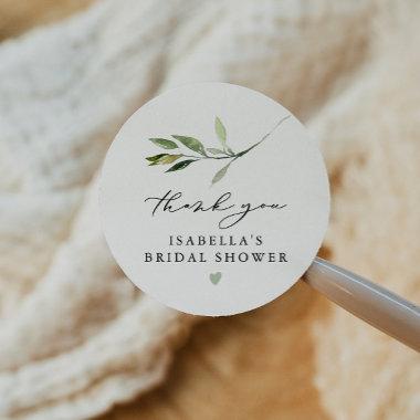 ISABELLA Elegant Boho Greenery Leaf Bridal Shower Classic Round Sticker