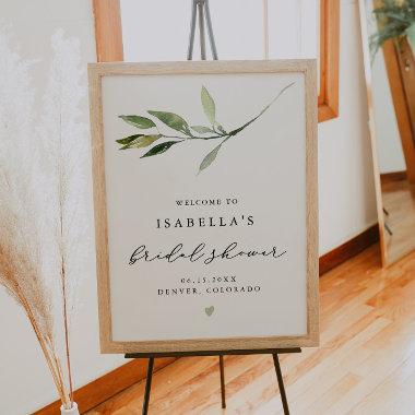 ISABELLA Elegant Greenery Bridal Shower Welcome Poster