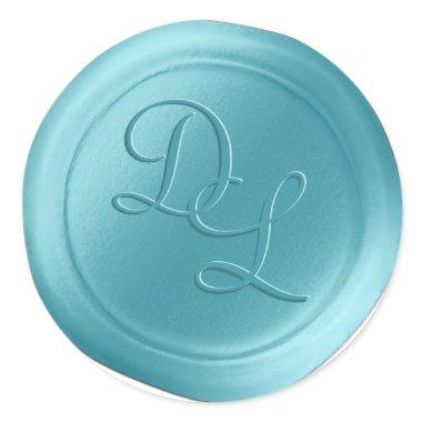 Island Blue 2 Letter Monogram Wax Seal Stickers