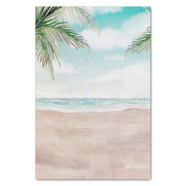 Island Breeze Painted Beach Scene Wedding Tissue Paper