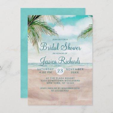 Island Breeze Tropical Beach Wedding Bridal Shower Invitations