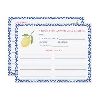 Italian Aesthetic Lemon Bridal Shower Recipe Invitations