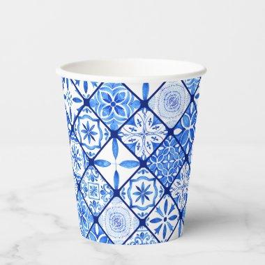 Italian Blue And White Tiles Birthday Party Paper Cups