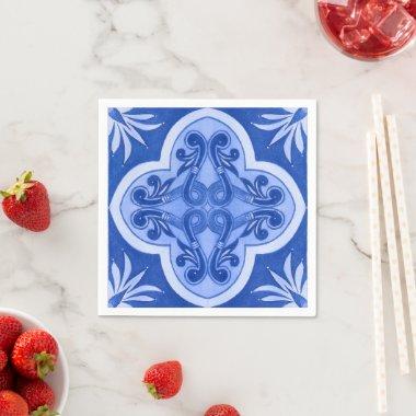 Italian Blue Tile Summer  Party Napkins
