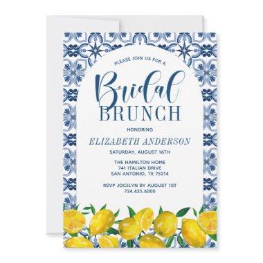 Italian Blue Tile Watercolor Lemon Bridal Brunch