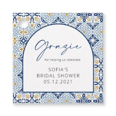 Italian Blue Tiles Grazie  Thank You Favor Tags