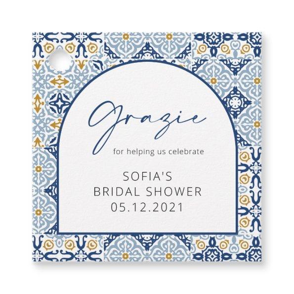 Italian Blue Tiles Grazie  Thank You Favor Tags