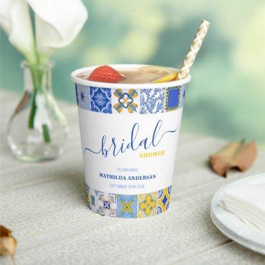 Italian Blue Yellow Tiles Summer  Paper Cups