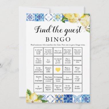 Italian Find the Guest Bingo Bridal Shower Game Invitations