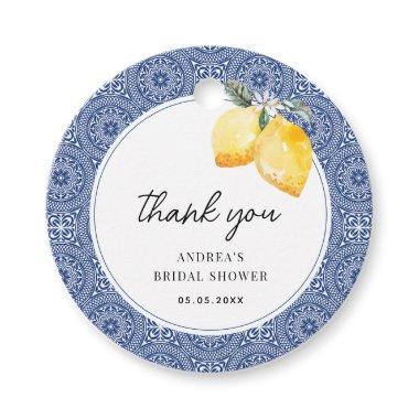 Italian Floral & Blue Tile  Thank You Favor Tags