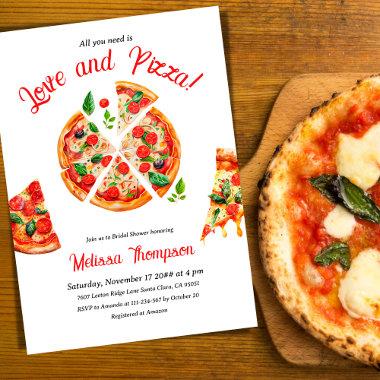 Italian Love & Pizza Party Slice Bridal Shower Invitations