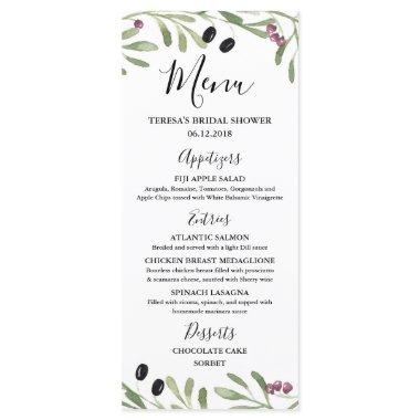 Italian Tuscan Greek Bridal Shower, Wedding Menu