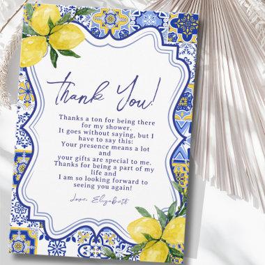 Italian watercolor tiles with lemon  Thank You