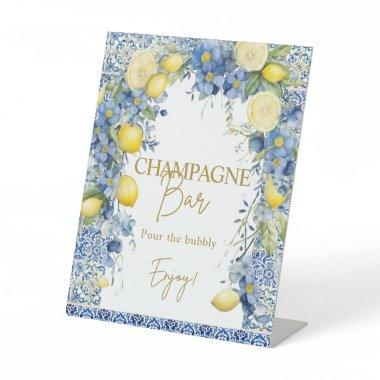 Italy Lemon Blue Tiles Bubbly Champagne Bar Sign