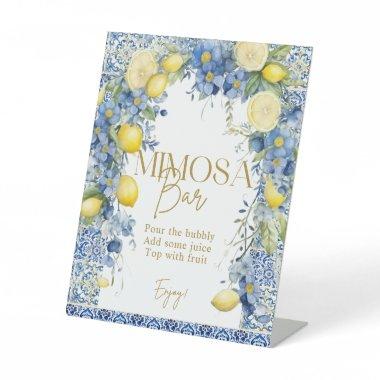 Italy Lemon Blue Tiles Mimosa Bar Sign