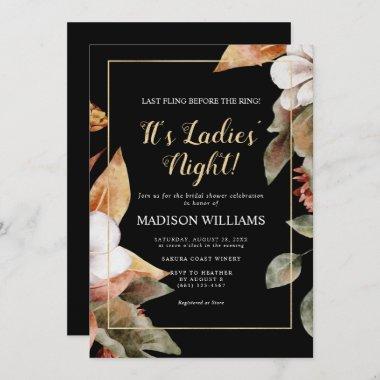 Its Ladies' Night Modern Black Gold Bridal Shower Invitations