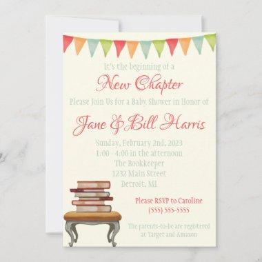 It's the Beginning of a New Chapter Baby Shower Invitations