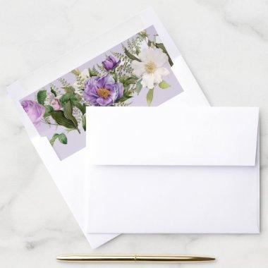 Ivory and Lavender Envelope Liner Vintage Floral