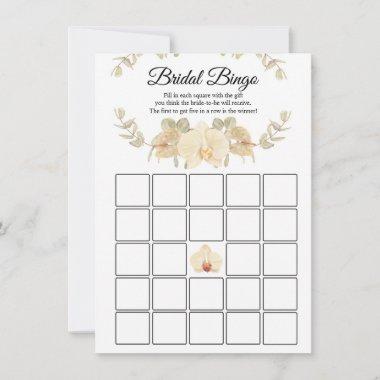 Ivory, Beige, Orchids & Eucalyptus Bridal Bingo Invitations