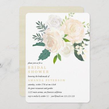 Ivory Bouquet Floral Wedding Bridal Shower pink Invitations