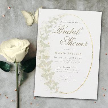 Ivory Butterflies Boho Frame Elegant Bridal Shower Invitations