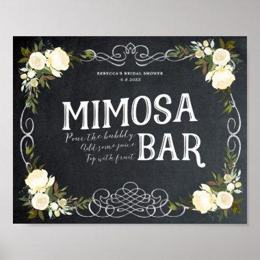 ivory floral Mimosa Bar Sign bbq wedding etc