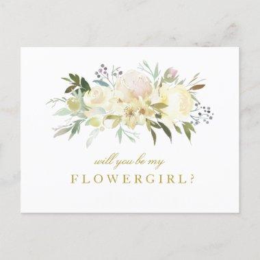 ivory floral will you be my flowergirl Invitations