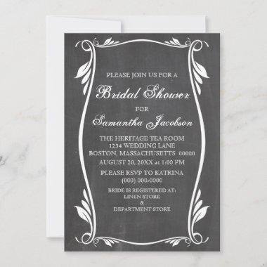 Ivory Flourish Chalkboard Bridal Shower Invite
