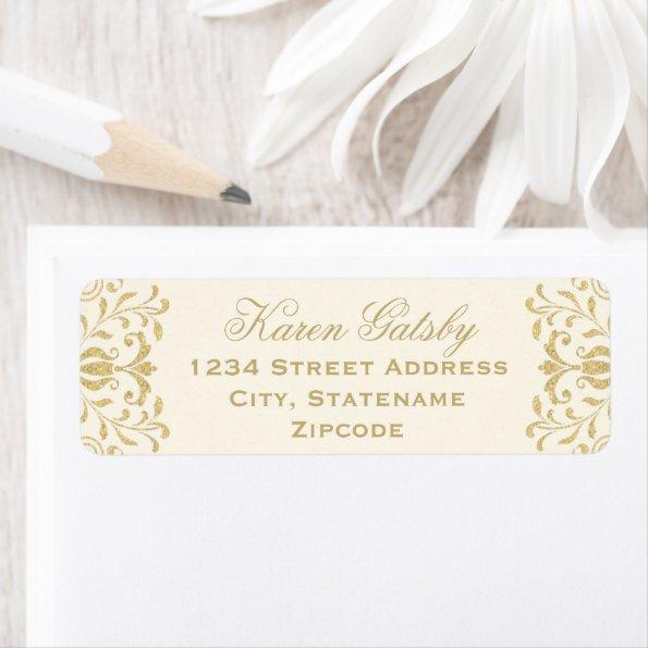 Ivory Gold Vintage Glamour Wedding Return Address Label