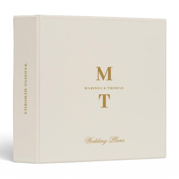 Ivory & Gold Wedding Plans Monogram Planners 3 Ring Binder