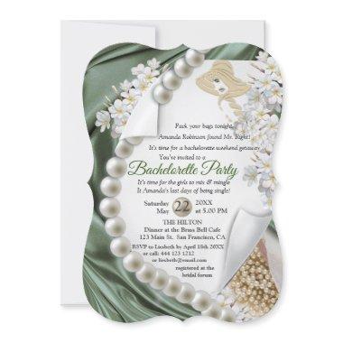Ivory,Green,Blue,Gold Silk & Pearls