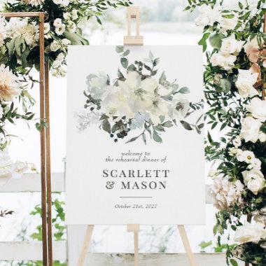Ivory Greenery Floral Rehearsal Dinner Sign
