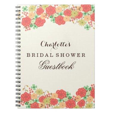 ivory mint coral bridal shower Guestbook Notebook