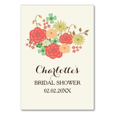 ivory mint coral floral bridal shower bingo Invitations