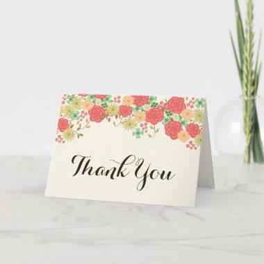 ivory mint coral floral bridal shower Thank You