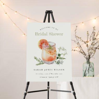 Ivory Orange Green Cocktail Bridal Shower Welcome Foam Board