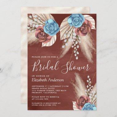 Ivory Palm Pampas Cinnamon Roses Bridal Shower Invitations